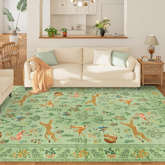 DUKINO 5x7 Rug, Washable Animal Living Room Rug - Image 2