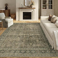 Vintage Area Rug 8x10 Light Brown Washable Living Room Bedroom Indoor Carpet by PureCozy