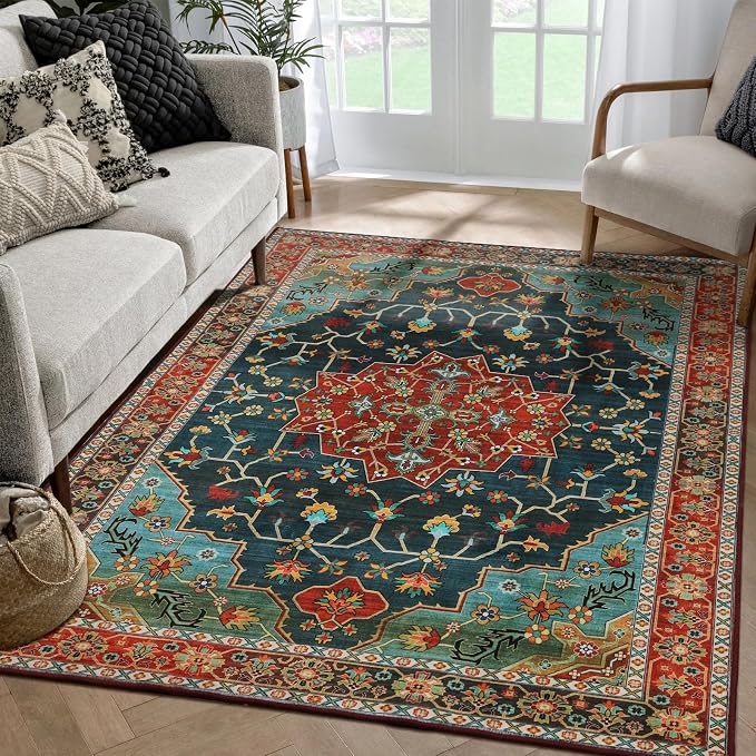 WILLSUN Washable Area Rugs, 4x6 Non-Slip Boho Large Area Rugs - Image 8