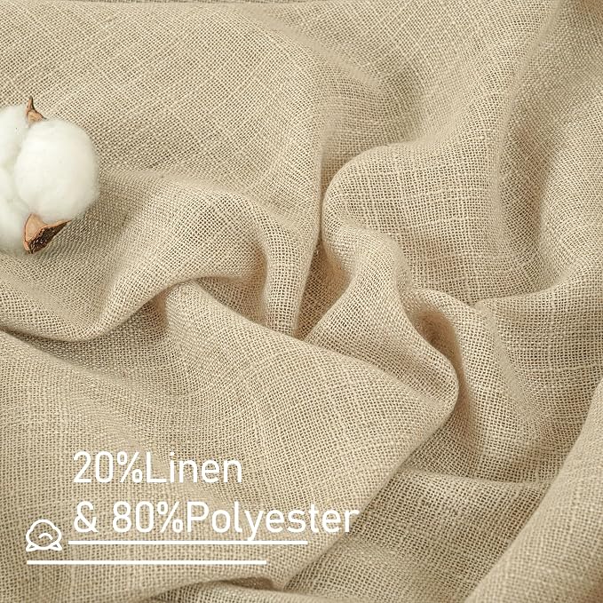 LAMIT Semi Sheer Window Linen Curtains 54 Inch Length, Light Filtering Panels - Image 2