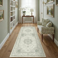 Green Runner Rug 2x6 Washable Vintage Carpet Hallway Kitchen Soft Retro Low by PureCozy