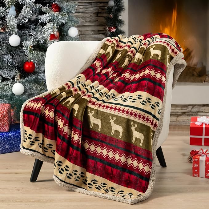 PAVILIA Premium Christmas Sherpa Throw Blanket, Ultra Soft Reversible Fleece & - Image 9