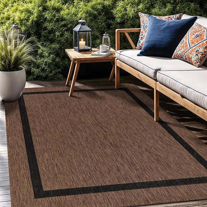 Bordered Outdoor Rug 6x9 Washable Outside Carpet - Image 6
