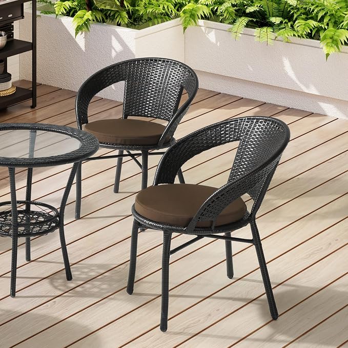 WestinTrends Solace Outdoor Patio Kitchen Dining Chair Round Seat Cushions Set - Image 2