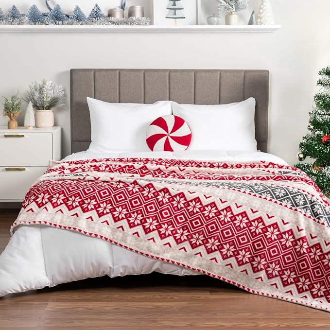 PAVILIA Christmas Throw Blanket | Holiday Christmas Red Fleece Blanket | Soft - Image 5