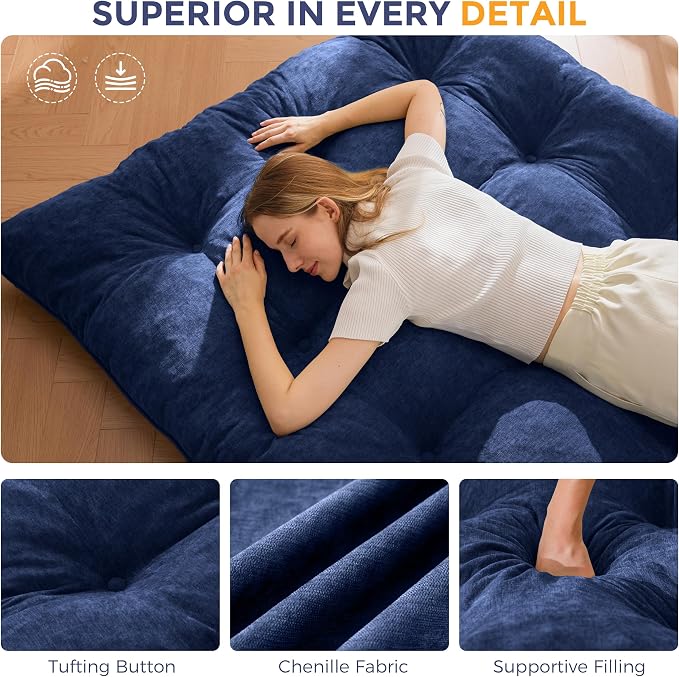 MAXYOYO Japanese Floor Mattress Queen Size, Thick Chenille Tatami Mat Sleeping - Image 5