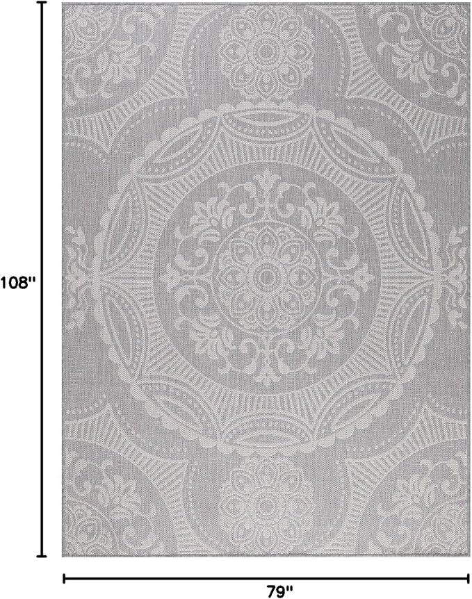 Medallion Outdoor Rug 6x9 Washable Outside Carpet - Image 2