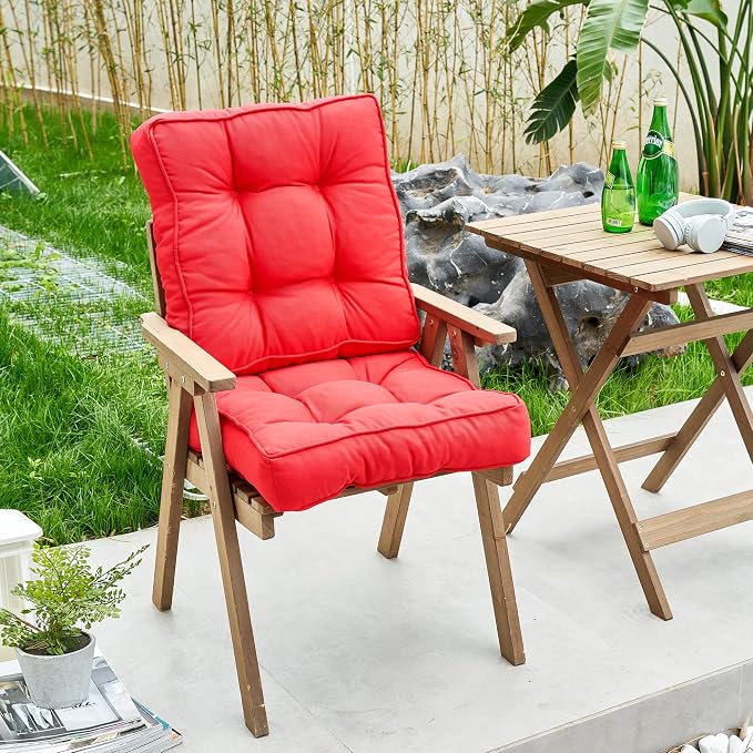 ARTPLAN Outdoor Seat Cushion, Square Thick Tufted Pure Chair Cushion - Image 2