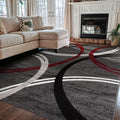 Rugshop Modern Wavy Circles Design Non-Shedding Area Rug, Carpet by Rugshop