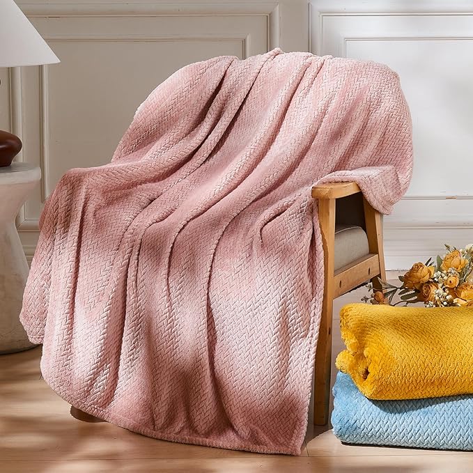 NEWCOSPLAY Super Soft Throw Blanket Dusty Pink Premium Silky Flannel Fleece by NEWCOSPLAY