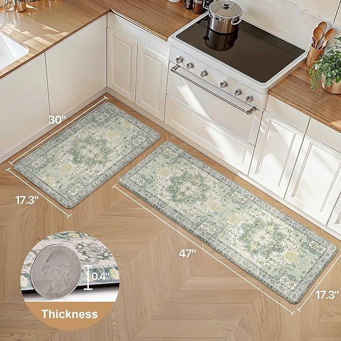 GENIMO Kitchen Mats for Floor 2PCs, Washable Anti Fatigue Mat for Cushioned - Image 2