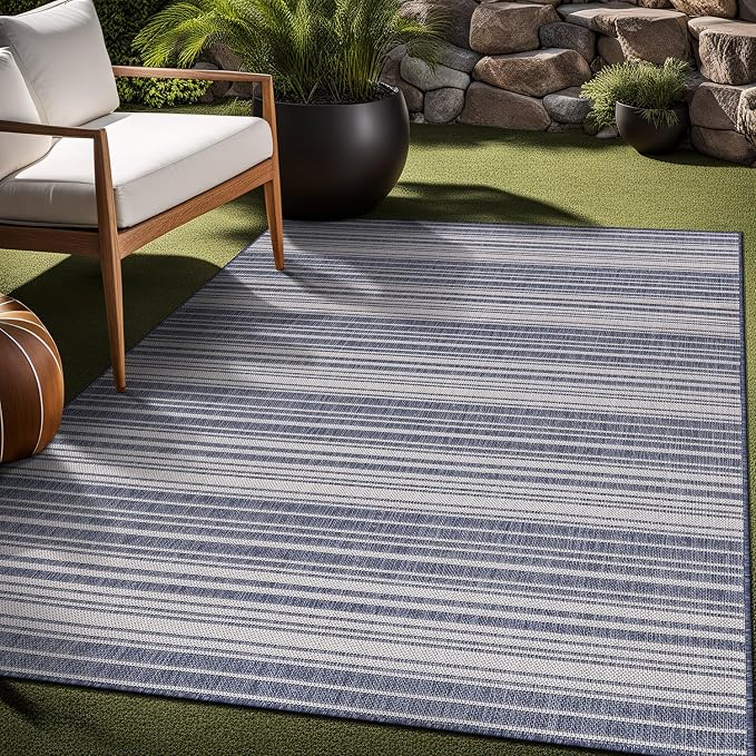 Stripe Outdoor Rug 5x7 Washable Outside Carpet - Image 9