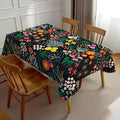 Colorful Flowers Tablecloth Floral Flower Field Black Meadow Herbs Leaves Table by Unknown