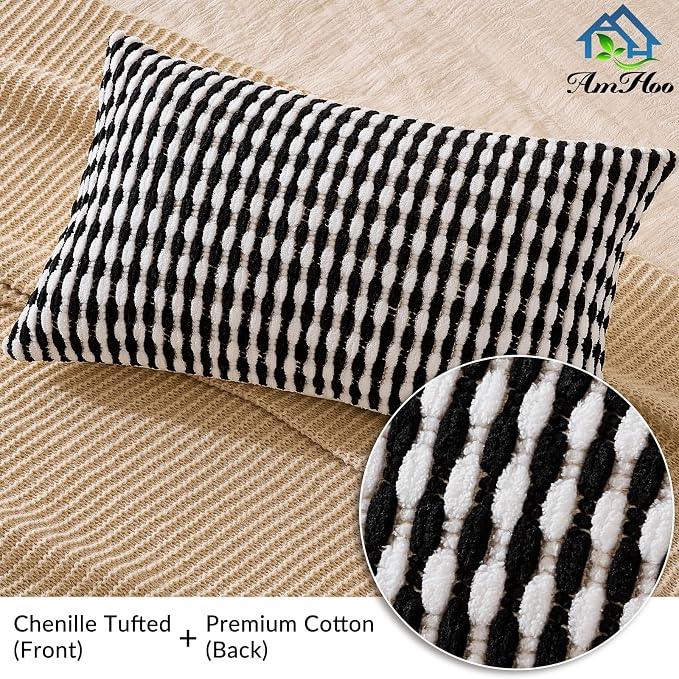 AmHoo Set of 2 Boho Chenille Pillow Cover Decorative Tufted Pillowcase - Image 4
