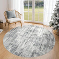 5ft Round Area Rug for Living Room: 5x5 Washable Neutral Abstract Modern Soft by UERMEI