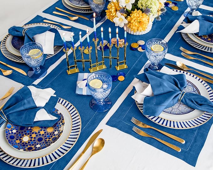 Solino Home Linen Indigo Blue Table Runner 90 Inches Long - Image 3
