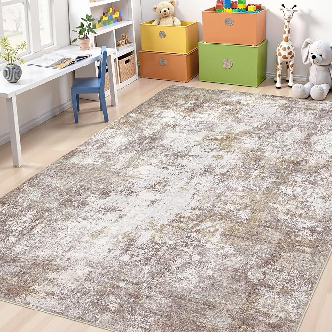 Washable 7x9 Area Rug: Modern Abstract Soft Non-Slip Indoor Rugs Home Decor - Image 6
