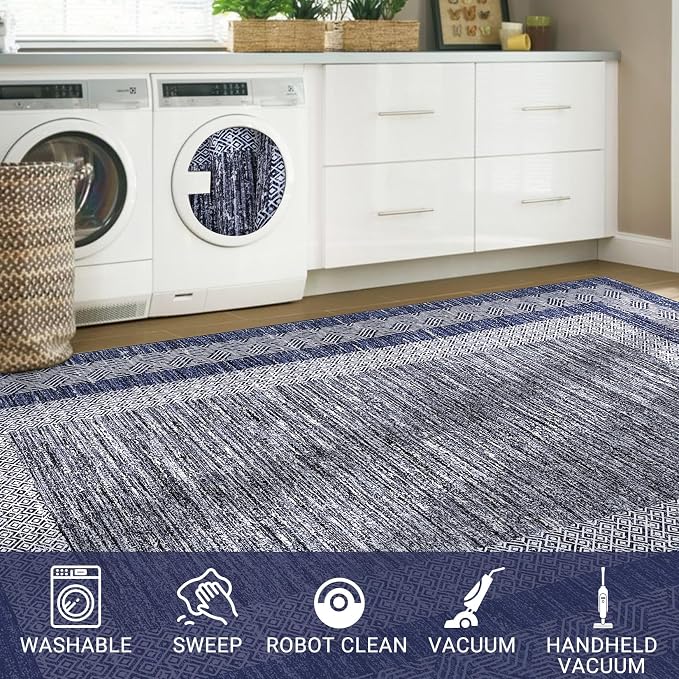 GarveeHome 2.5x8 Modern Bordered Runner Rug Soft Non Slip Washable Floor Carpet - Image 7