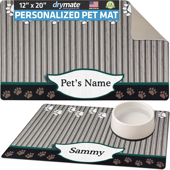 Drymate Personalized Pet Bowl Placemat, Custom Dog & Cat Food Feeding Mat by Drymate
