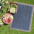 CAMILSON Outdoor Rug, 8x10 Bordered Navy Blue Gray Modern Area Rugs by CAMILSONIndoorOutdoorAreaRugs