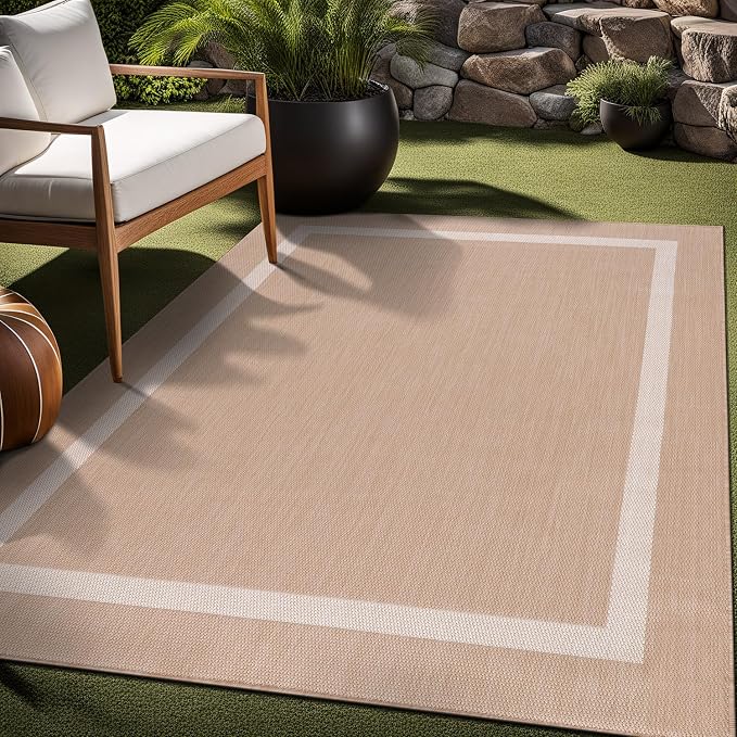 Bordered Outdoor Rug 9x12 Washable Outside Carpet - Image 8