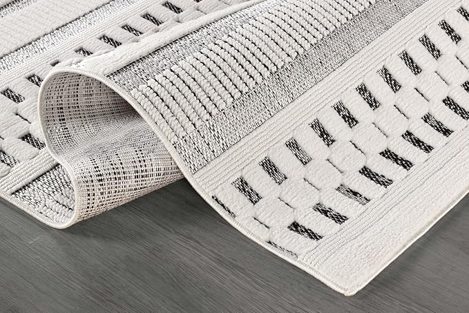 Beverly Rug Micro Loop Area Rug Gray/White 8x10 Geometric Modern Scandinavian - Image 3