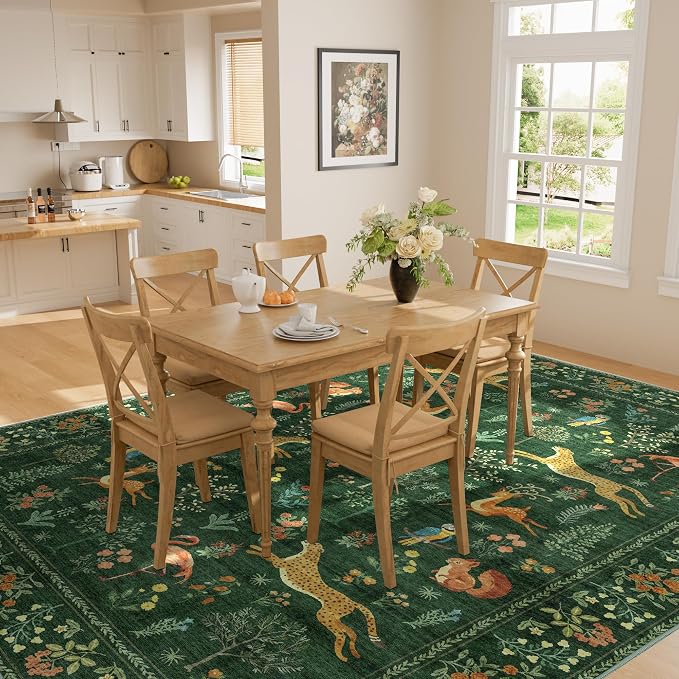 DUKINO 9x12 Rug, Washable Animal Living Room Rug - Image 4