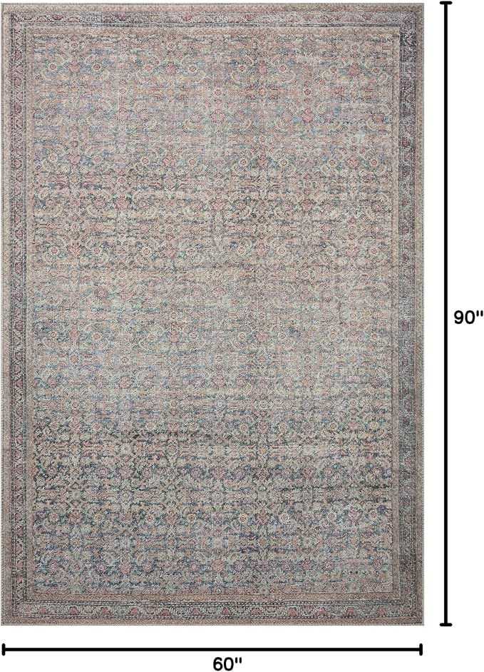 Loloi Adrian Collection ADR-04 Denim/Multi 5'-0" x 7'-6", .19" Thick Area Rug - Image 2