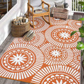 Ileading Outdoor Plastic Straw Rug 6x9ft Modern Geometric Style Reversible by Ileading