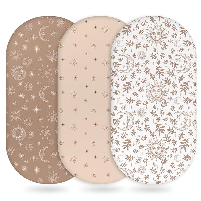 Baby Bassinet Sheets Girl Boy, Fitted Bassinet Sheet Set 3 Pack Bassinet by Unnivoll