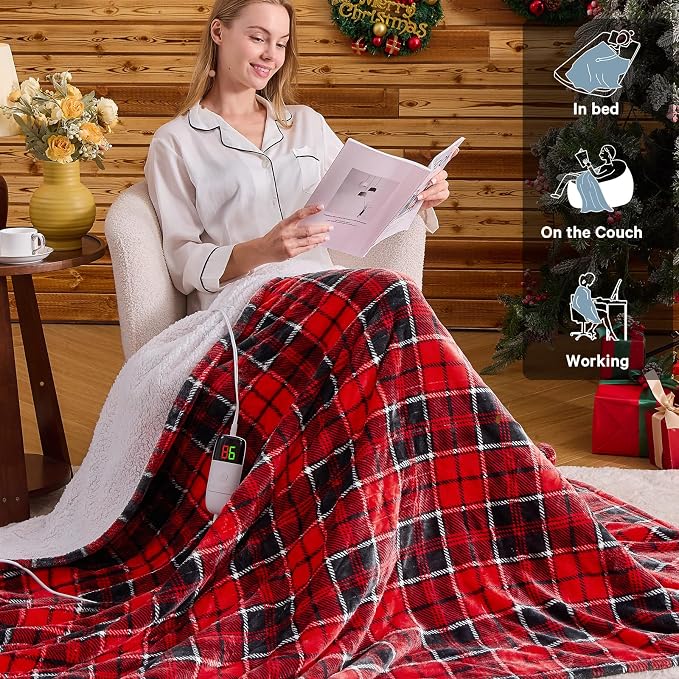 Red Heated Weighted Blanket for Adults Throw/Twin Size 13Lbs 50"x60", 2-in-1 - Image 7