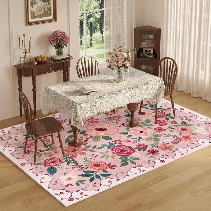 DUKINO 8x10 Area Rug, Floral Rugs - Image 5