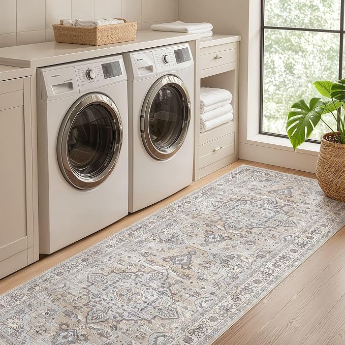Runner Rug Kitchen Washable Rugs: 3x8 Non-Slip Boho Soft Vintage Stain - Image 4
