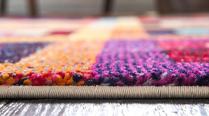 Unique Loom Estrella Collection Colorful, Squares Modern, Abstract Area Rug - Image 7