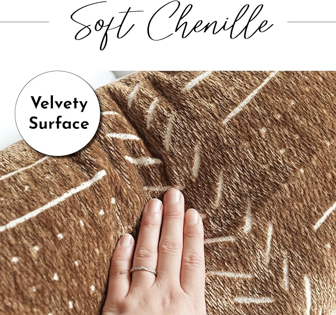 BlissBlush Fall Brown Soft Chenille Boho Body Pillow Cover 20x54, Decorative - Image 2