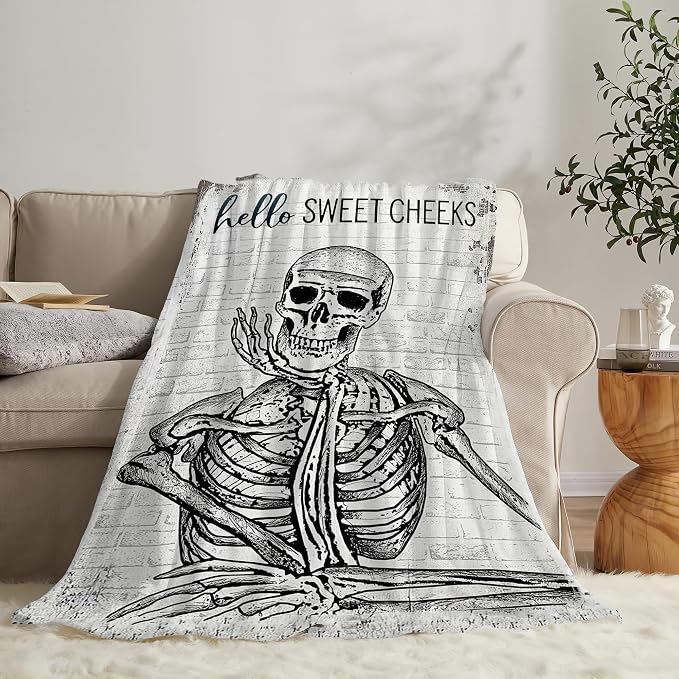 Funny Skeleton Throw Blanket - Image 7