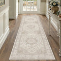 Beige Runner Rug 2x8 Washable Vintage Long Carpet by PureCozy