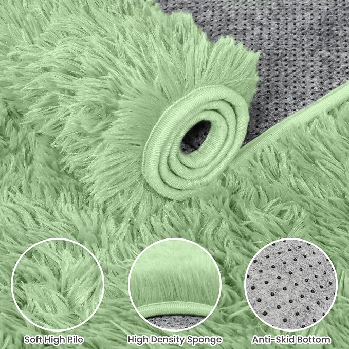 6x9 Area Rugs for Living Room Rug: Soft Fluffy Shag Mint Green Rugs for Bedroom - Image 6
