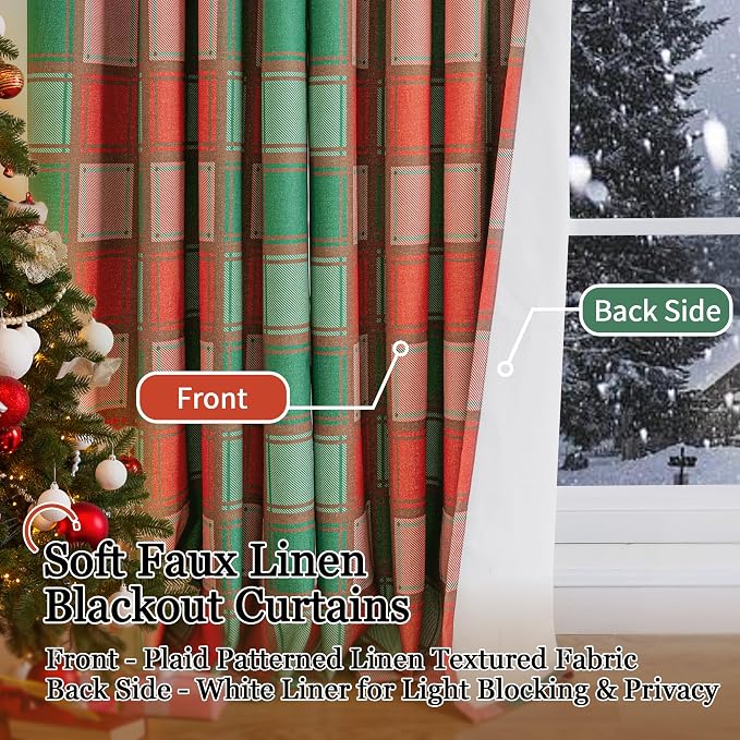 Plaid Christmas Curtains for Living Room - Image 5