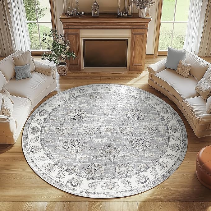 jinchan Fiora Round Rug 8ft Area Rugs by JINCHAN