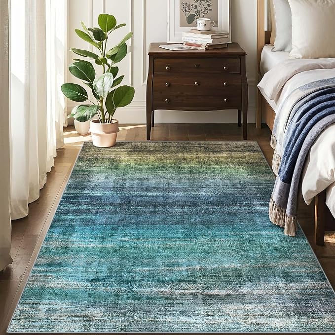 Kokia Abstract Area Rug Living Room 5x7 Colorful Washable Large Rug Bedroom - Image 2