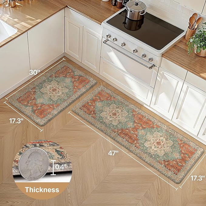 GENIMO Kitchen Mats for Floor 2PCs, Washable Anti Fatigue Mat for Cushioned - Image 2