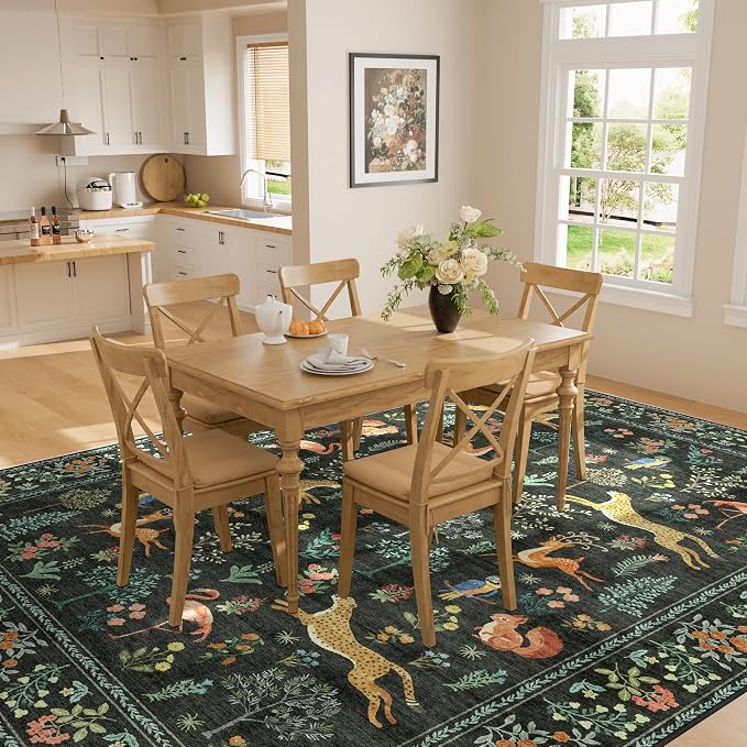 DUKINO 8x10 Rug, Washable Animal Living Room Rug - Image 4
