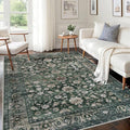 KUTA 5x7 Area Rugs Dark Green, Vintage Washable Rugs by KUTA