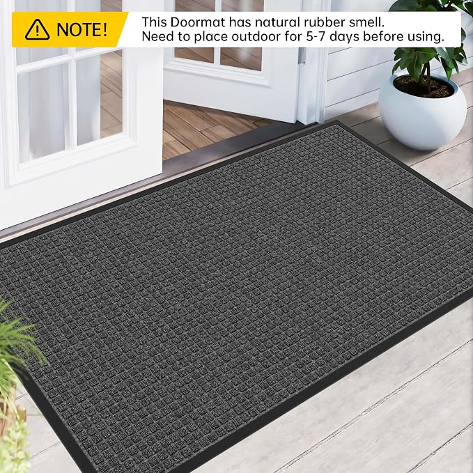Sturdy Front Door Mat Outside Entrance, Stain and Fade Resistant, Natural - Image 8