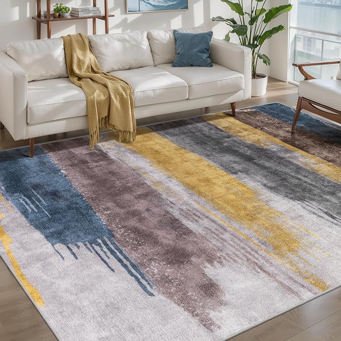 Ciicool Modern Abstract Rug for Living Room, Low-Pile Contemporary Indoor by CIICOOLHomeDeco