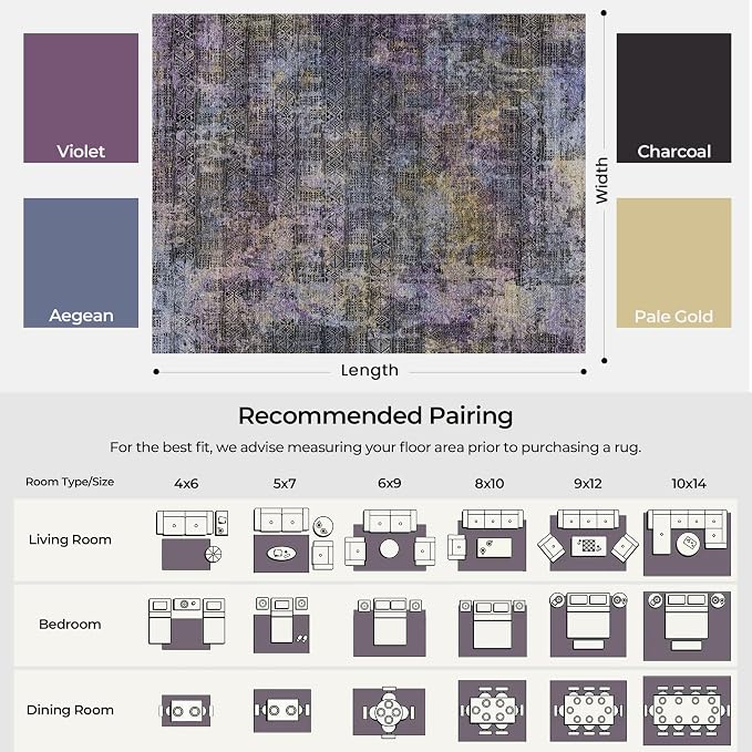Kokia Abstract Area Rugs 8x10 Bedroom Soft Living Room Rugs Washable Distressed - Image 3