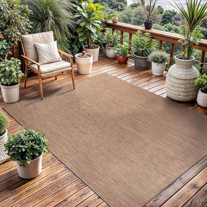 Washable Indoor Outdoor Rug 6x9 Weather Resistant Area Rugs Modern Solid Jute - Image 3