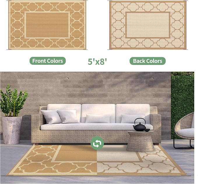 GENIMO 5' x 8' Outdoor Rug Waterproof - Image 6