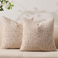 Decorative Couch Throw Pillow Covers 20x20 Set of 2 Beige Striped Soft Wool by Allorry